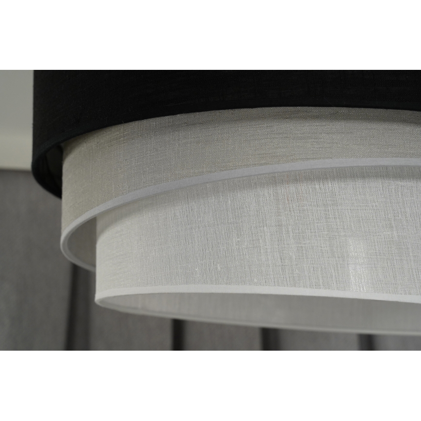 Duolla - Ljuskrona med textilsladd TRIO 1xE27/15W/230V diameter 45 cm svart/grå/vit