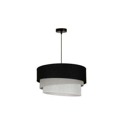 Duolla - Ljuskrona med textilsladd TRIO 1xE27/15W/230V diameter 45 cm svart/grå/vit