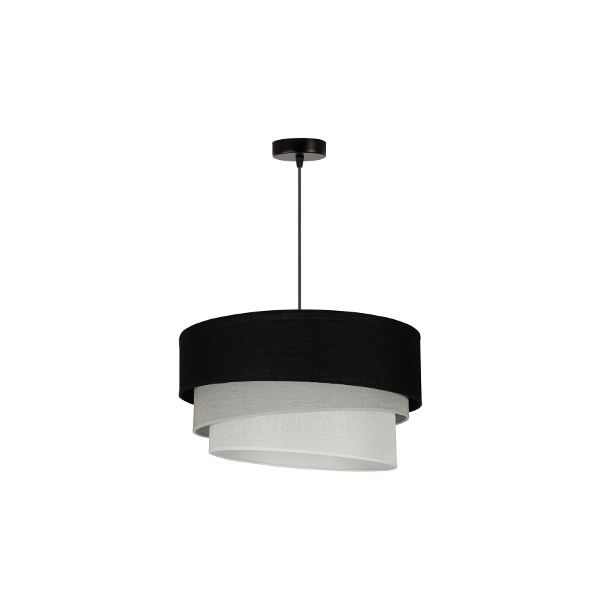 Duolla - Ljuskrona med textilsladd TRIO 1xE27/15W/230V diameter 45 cm svart/grå/vit