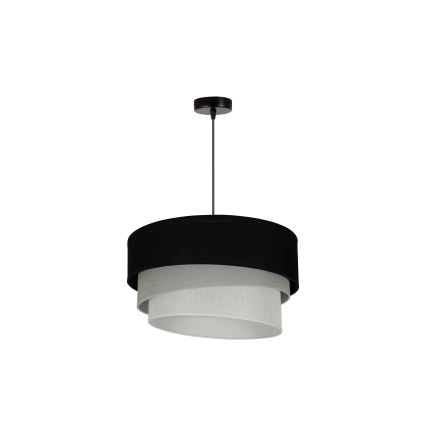 Duolla - Ljuskrona med textilsladd TRIO 1xE27/15W/230V diameter 45 cm svart/grå/vit