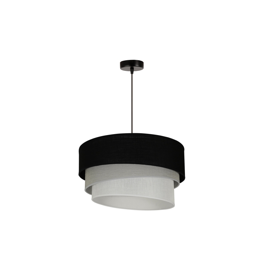 Duolla - Ljuskrona med textilsladd TRIO 1xE27/15W/230V diameter 45 cm svart/grå/vit