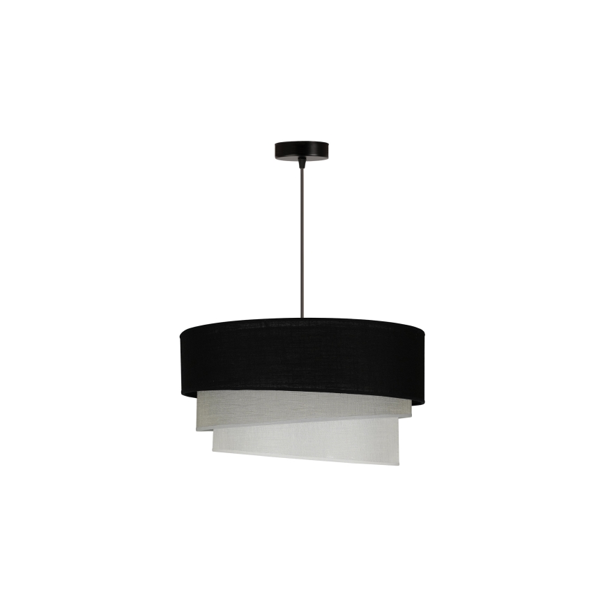 Duolla - Ljuskrona med textilsladd TRIO 1xE27/15W/230V diameter 45 cm svart/grå/vit
