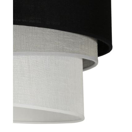 Duolla - Ljuskrona med textilsladd TRIO 1xE27/15W/230V diameter 45 cm svart/grå/vit