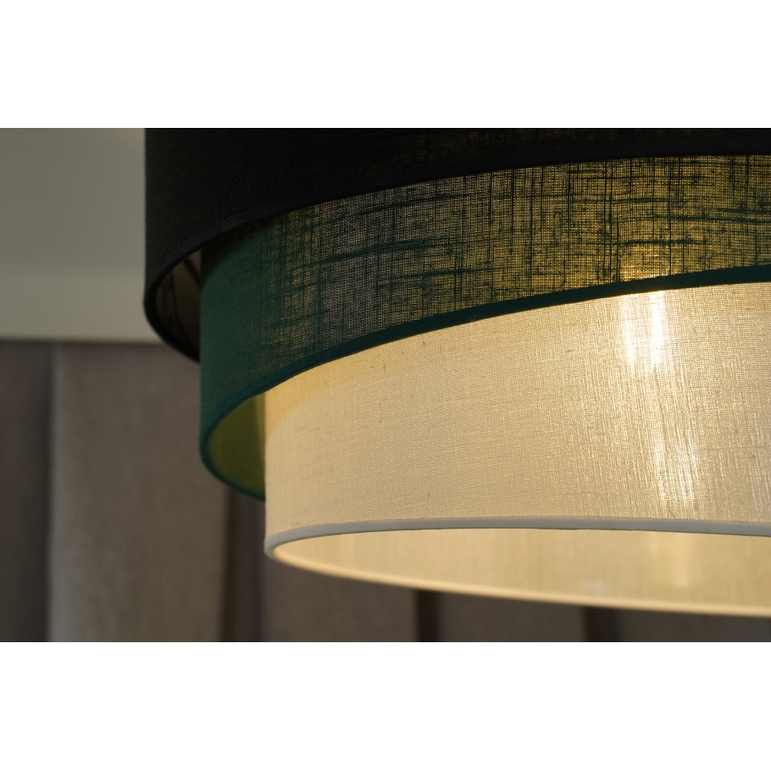 Duolla - Ljuskrona med textilsladd TRIO 1xE27/15W/230V diameter 45 cm svart/grön/vit