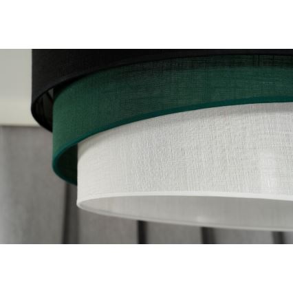 Duolla - Ljuskrona med textilsladd TRIO 1xE27/15W/230V diameter 45 cm svart/grön/vit