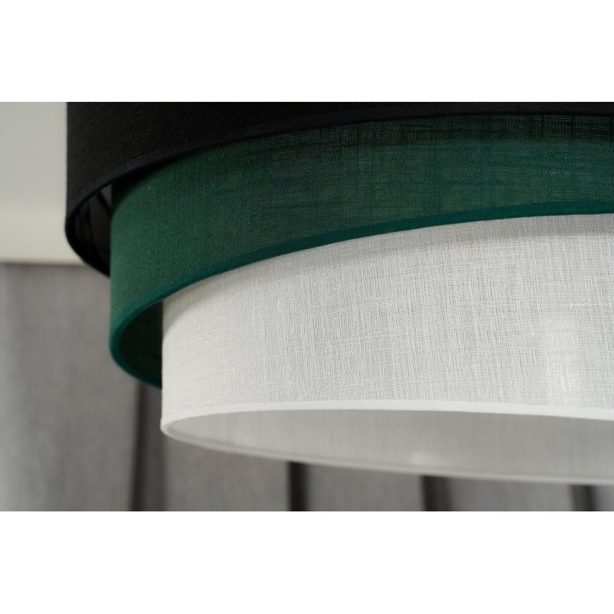 Duolla - Ljuskrona med textilsladd TRIO 1xE27/15W/230V diameter 45 cm svart/grön/vit