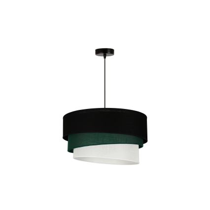 Duolla - Ljuskrona med textilsladd TRIO 1xE27/15W/230V diameter 45 cm svart/grön/vit