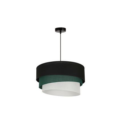 Duolla - Ljuskrona med textilsladd TRIO 1xE27/15W/230V diameter 45 cm svart/grön/vit