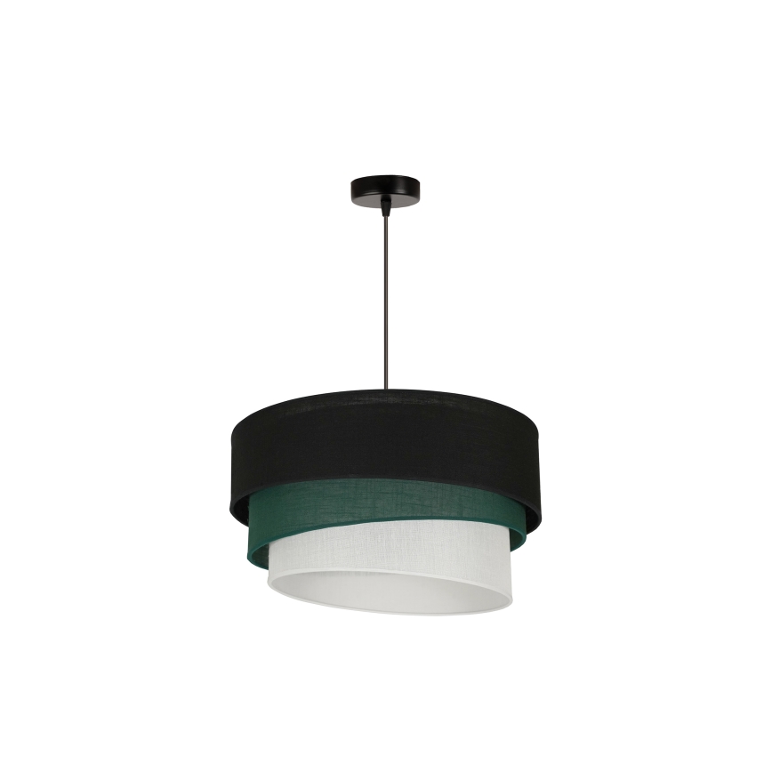 Duolla - Ljuskrona med textilsladd TRIO 1xE27/15W/230V diameter 45 cm svart/grön/vit