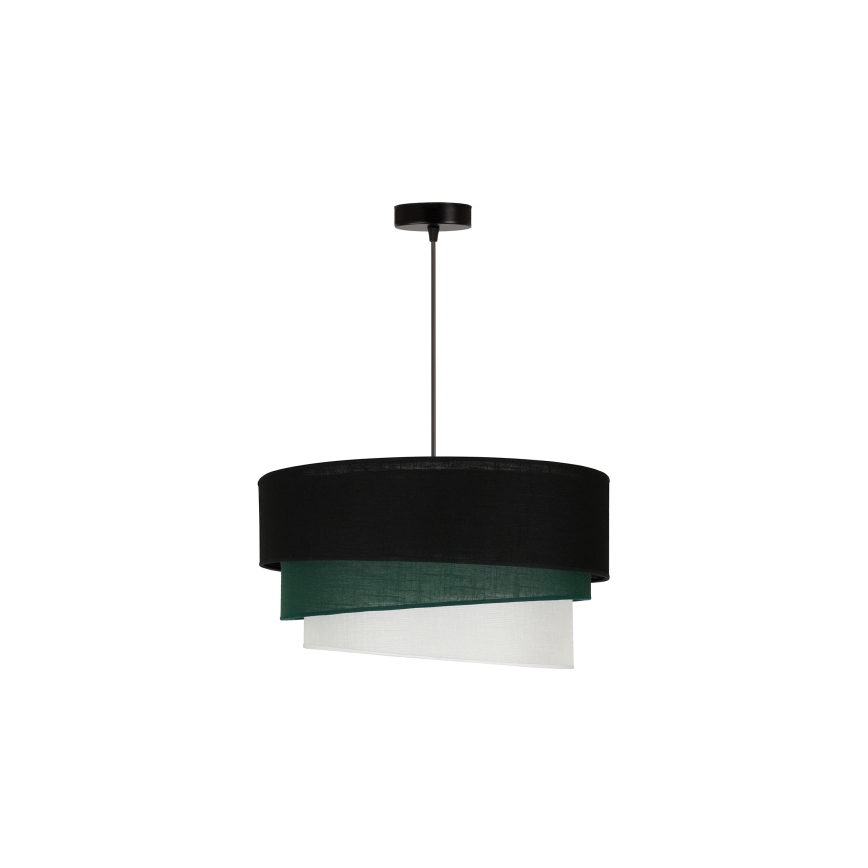 Duolla - Ljuskrona med textilsladd TRIO 1xE27/15W/230V diameter 45 cm svart/grön/vit