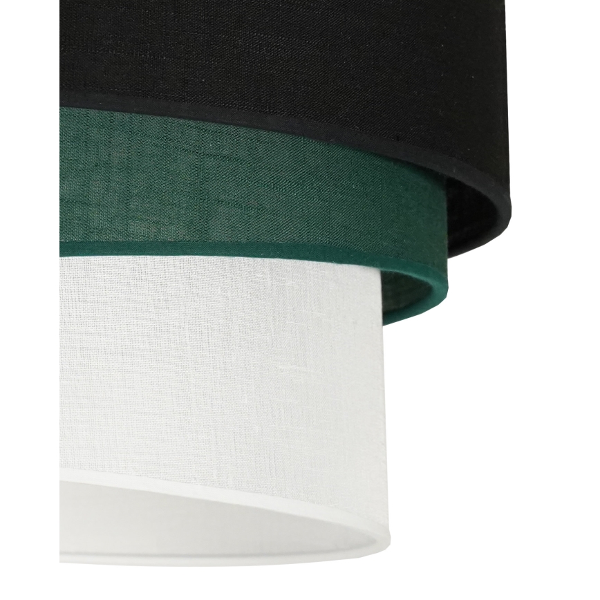 Duolla - Ljuskrona med textilsladd TRIO 1xE27/15W/230V diameter 45 cm svart/grön/vit