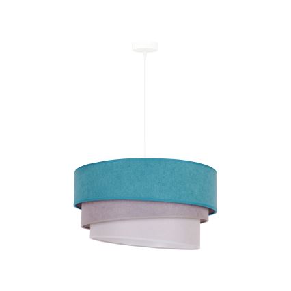Duolla - Ljuskrona med textilsladd TRIO 1xE27/15W/230V diameter 45 cm turkos/grå/vit