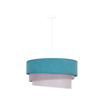 Duolla - Ljuskrona med textilsladd TRIO 1xE27/15W/230V diameter 45 cm turkos/grå/vit