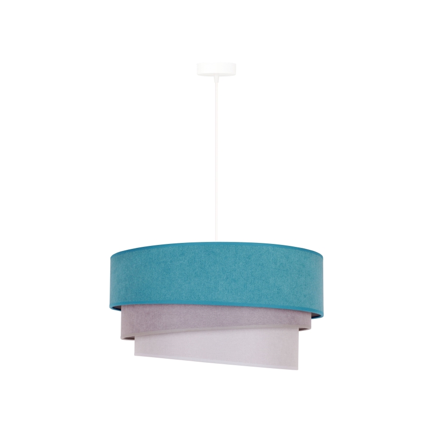 Duolla - Ljuskrona med textilsladd TRIO 1xE27/15W/230V diameter 45 cm turkos/grå/vit