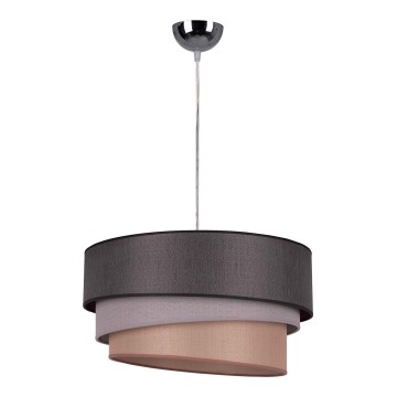 Duolla - Ljuskrona med textilsladd TRIO 1xE27/40W/230V diameter 45 cm antracit/grå/brun