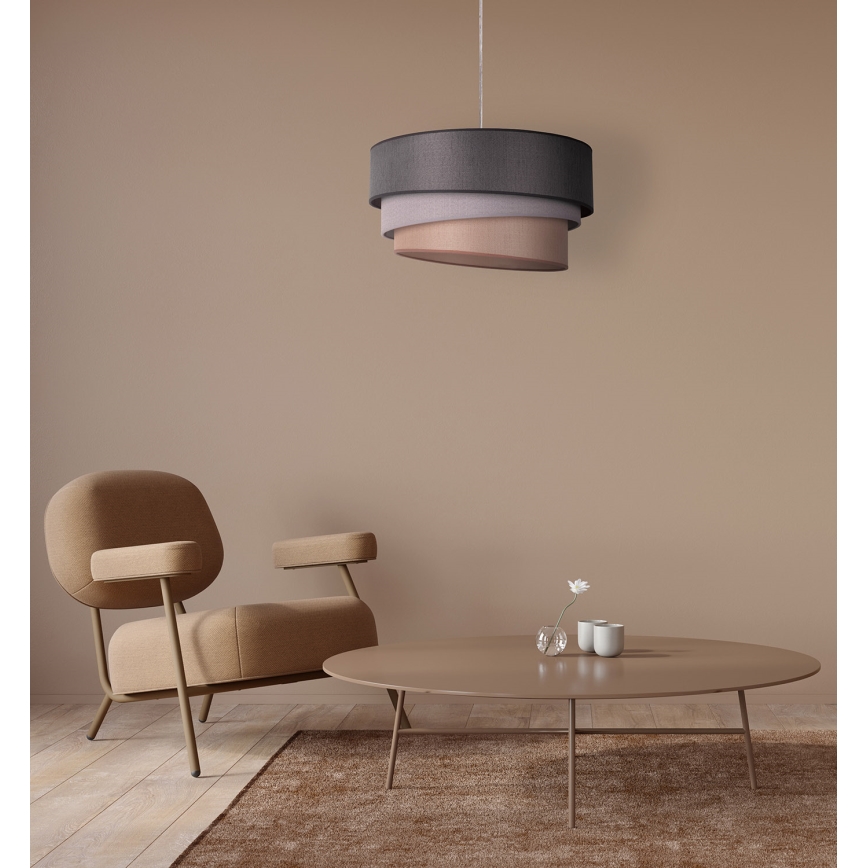 Duolla - Ljuskrona med textilsladd TRIO 1xE27/40W/230V diameter 45 cm antracit/grå/brun