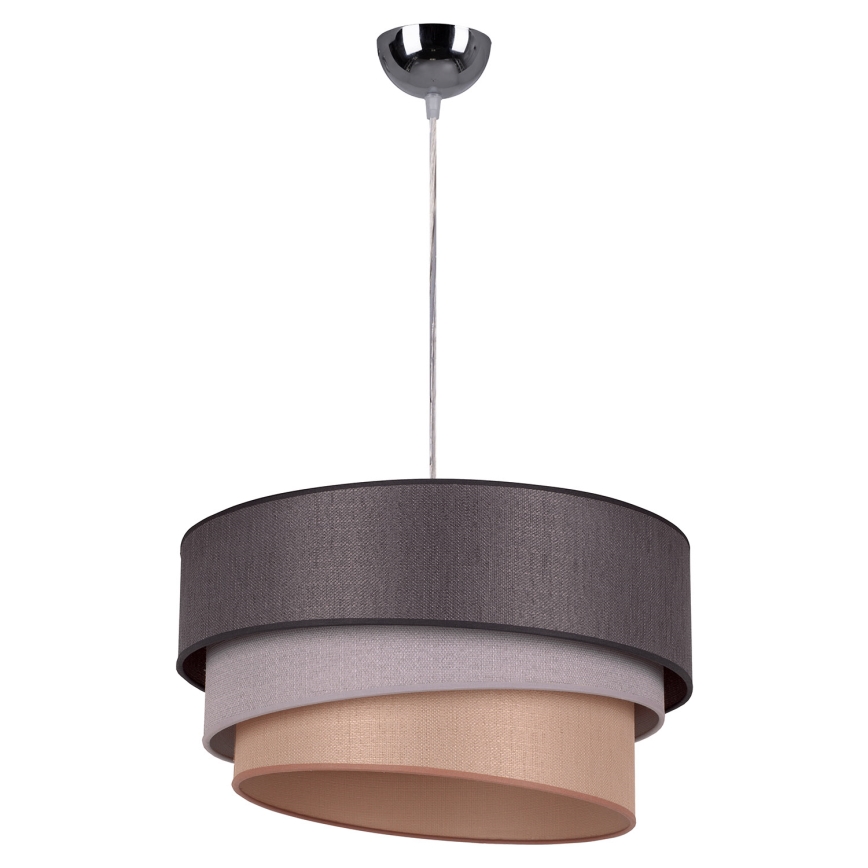 Duolla - Ljuskrona med textilsladd TRIO 1xE27/40W/230V diameter 45 cm antracit/grå/brun