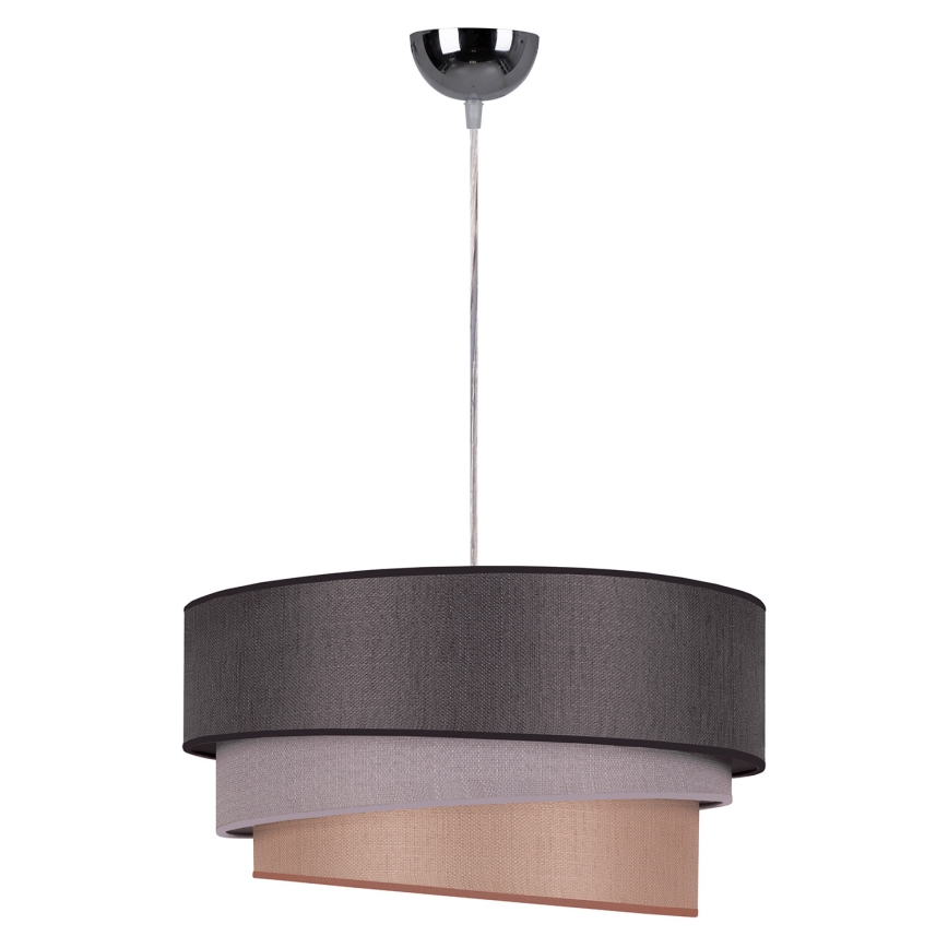 Duolla - Ljuskrona med textilsladd TRIO 1xE27/40W/230V diameter 45 cm antracit/grå/brun