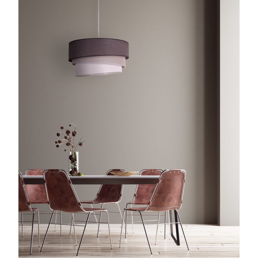 Duolla - Ljuskrona med textilsladd TRIO 1xE27/40W/230V diameter 45 cm antracit/grå/vit