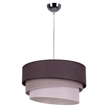 Duolla - Ljuskrona med textilsladd TRIO 1xE27/40W/230V diameter 45 cm antracit/grå/vit