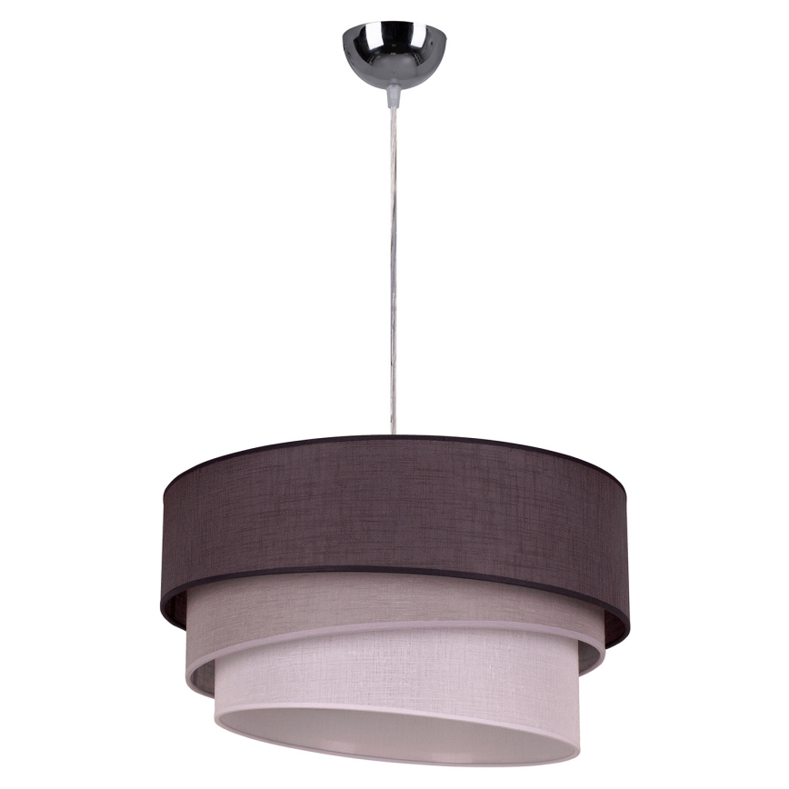 Duolla - Ljuskrona med textilsladd TRIO 1xE27/40W/230V diameter 45 cm antracit/grå/vit