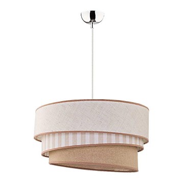 Duolla - Ljuskrona med textilsladd TRIO 1xE27/40W/230V diameter 45 cm beige/brun
