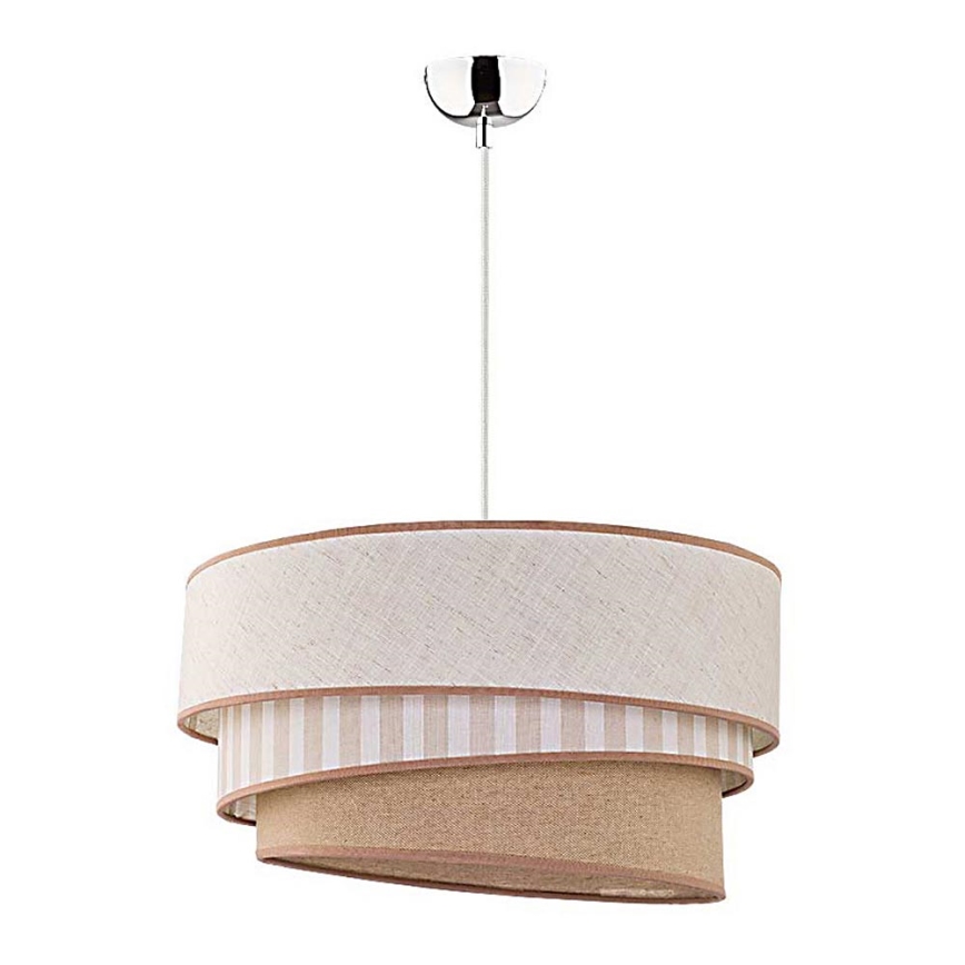 Duolla - Ljuskrona med textilsladd TRIO 1xE27/40W/230V diameter 45 cm beige/brun