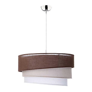 Duolla - Ljuskrona med textilsladd TRIO 1xE27/40W/230V diameter 45 cm brun/beige/vit