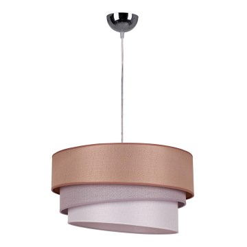 Duolla - Ljuskrona med textilsladd TRIO 1xE27/40W/230V diameter 45 cm brun/grå/silver