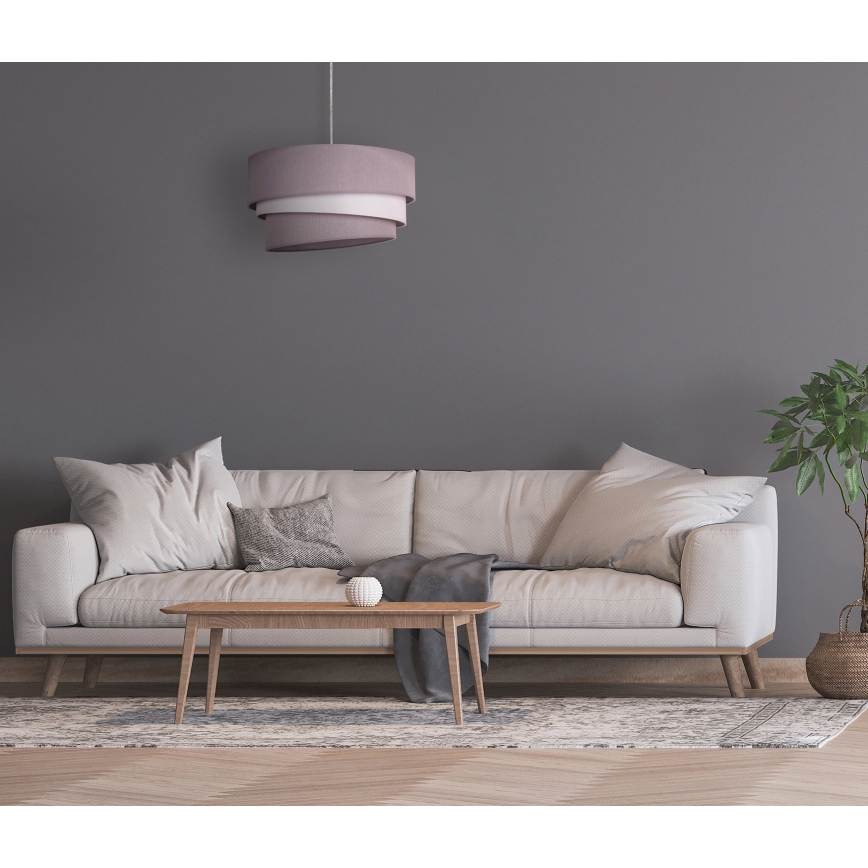 Duolla - Ljuskrona med textilsladd TRIO 1xE27/40W/230V diameter 45 cm grå/vit