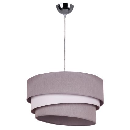 Duolla - Ljuskrona med textilsladd TRIO 1xE27/40W/230V diameter 45 cm grå/vit