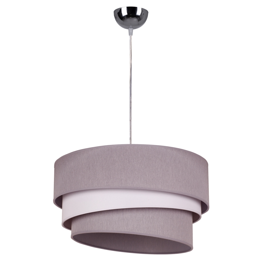 Duolla - Ljuskrona med textilsladd TRIO 1xE27/40W/230V diameter 45 cm grå/vit
