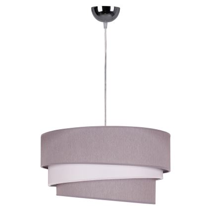 Duolla - Ljuskrona med textilsladd TRIO 1xE27/40W/230V diameter 45 cm grå/vit