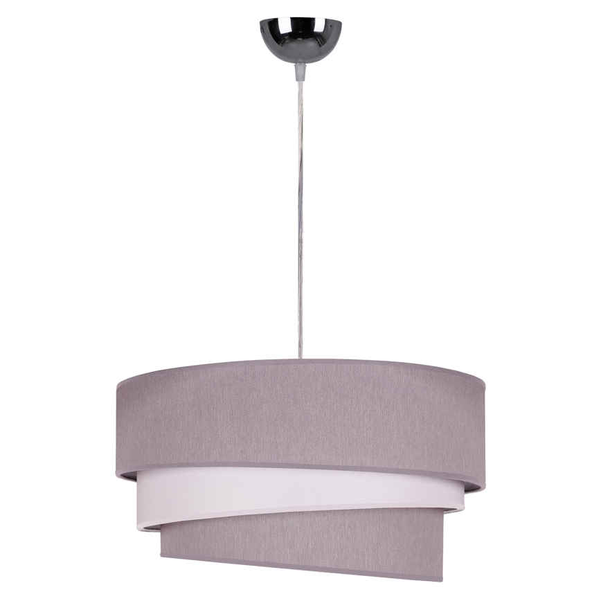 Duolla - Ljuskrona med textilsladd TRIO 1xE27/40W/230V diameter 45 cm grå/vit