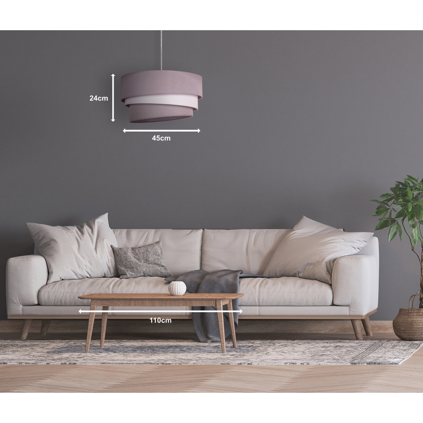 Duolla - Ljuskrona med textilsladd TRIO 1xE27/40W/230V diameter 45 cm grå/vit
