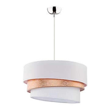 Duolla - Ljuskrona med textilsladd TRIO 1xE27/40W/230V diameter 45 cm guld/vit