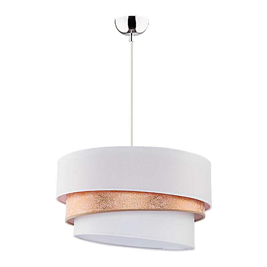 Duolla - Ljuskrona med textilsladd TRIO 1xE27/40W/230V diameter 45 cm guld/vit