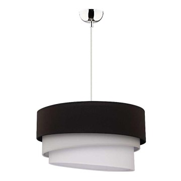 Duolla - Ljuskrona med textilsladd TRIO 1xE27/40W/230V diameter 45 cm svart/grå/vit