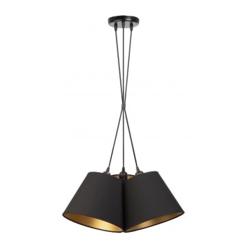 Duolla - Ljuskrona med textilsladd TWIGGY 3xE27/40W/230V diameter 45 cm svart