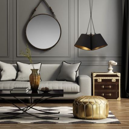 Duolla - Ljuskrona med textilsladd TWIGGY 3xE27/40W/230V diameter 45 cm svart