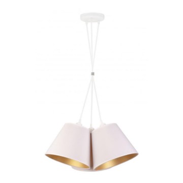 Duolla - Ljuskrona med textilsladd TWIGGY 3xE27/40W/230V diameter 60 cm vit