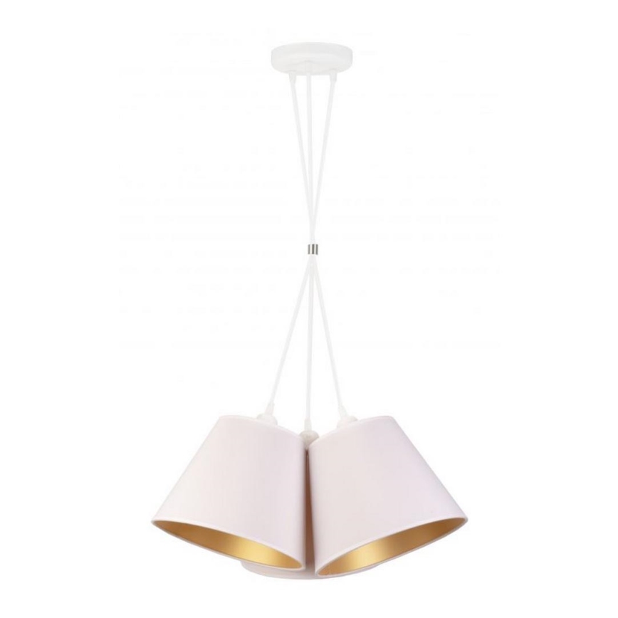 Duolla - Ljuskrona med textilsladd TWIGGY 3xE27/40W/230V diameter 60 cm vit