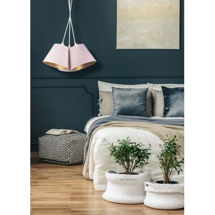 Duolla - Ljuskrona med textilsladd TWIGGY 3xE27/40W/230V diameter 60 cm vit