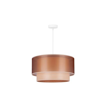 Duolla - Ljuskrona med textilsladd WOOD BOHO 1xE27/15W/230V diameter 45 cm koppar/beige