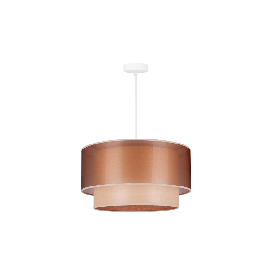 Duolla - Ljuskrona med textilsladd WOOD BOHO 1xE27/15W/230V diameter 45 cm koppar/beige