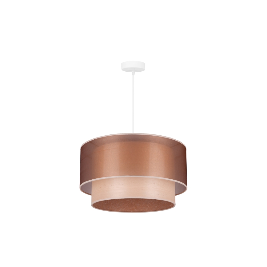 Duolla - Ljuskrona med textilsladd WOOD BOHO 1xE27/15W/230V diameter 45 cm koppar/beige