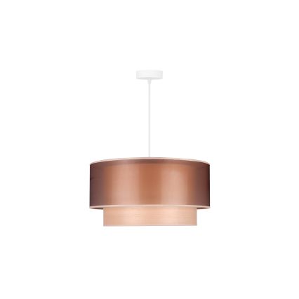 Duolla - Ljuskrona med textilsladd WOOD BOHO 1xE27/15W/230V diameter 45 cm koppar/beige