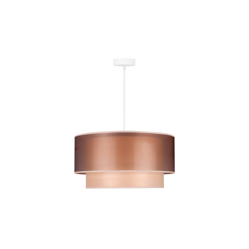 Duolla - Ljuskrona med textilsladd WOOD BOHO 1xE27/15W/230V diameter 45 cm koppar/beige