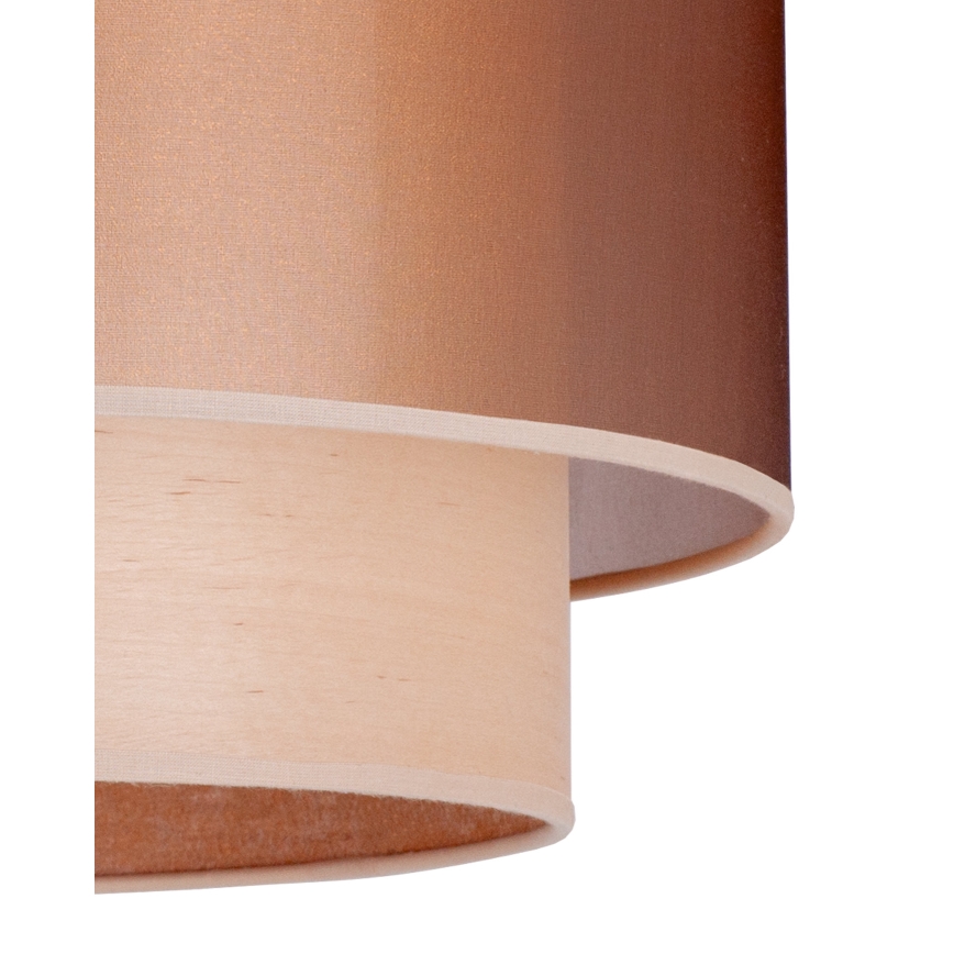 Duolla - Ljuskrona med textilsladd WOOD BOHO 1xE27/15W/230V diameter 45 cm koppar/beige