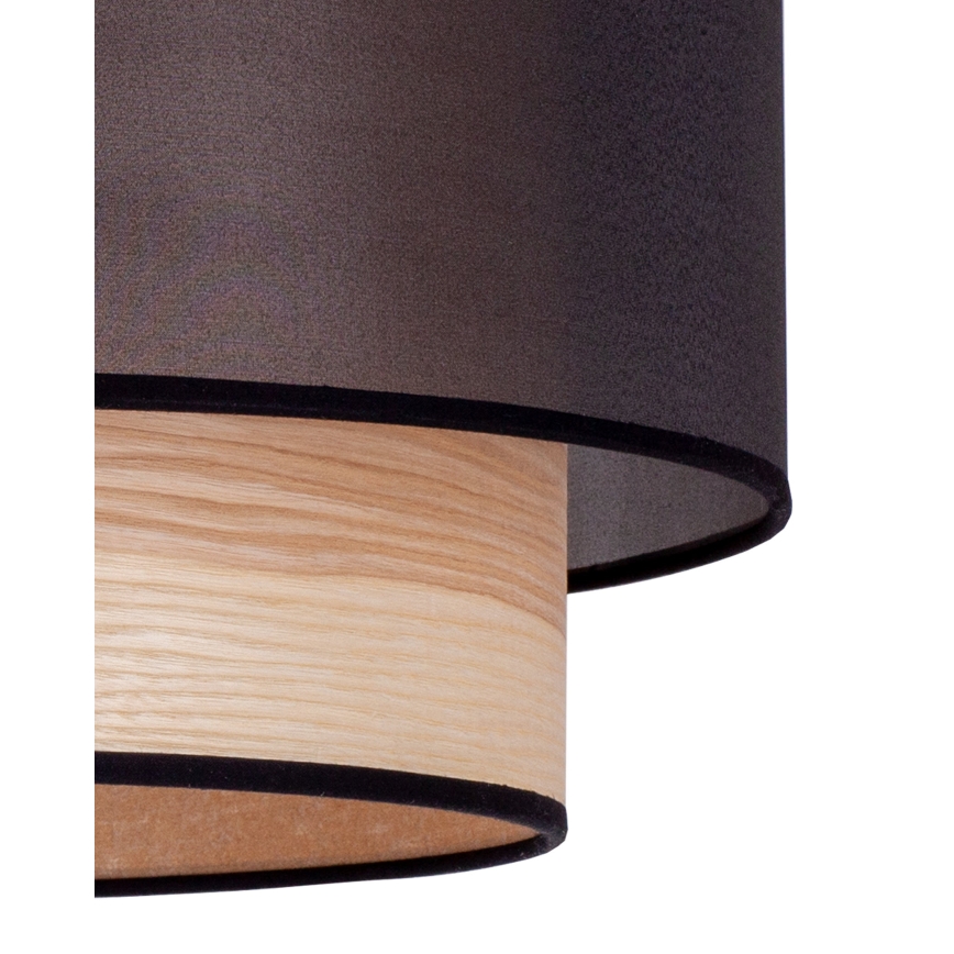 Duolla - Ljuskrona med textilsladd WOOD BOHO 1xE27/15W/230V diameter 45 cm svart/beige